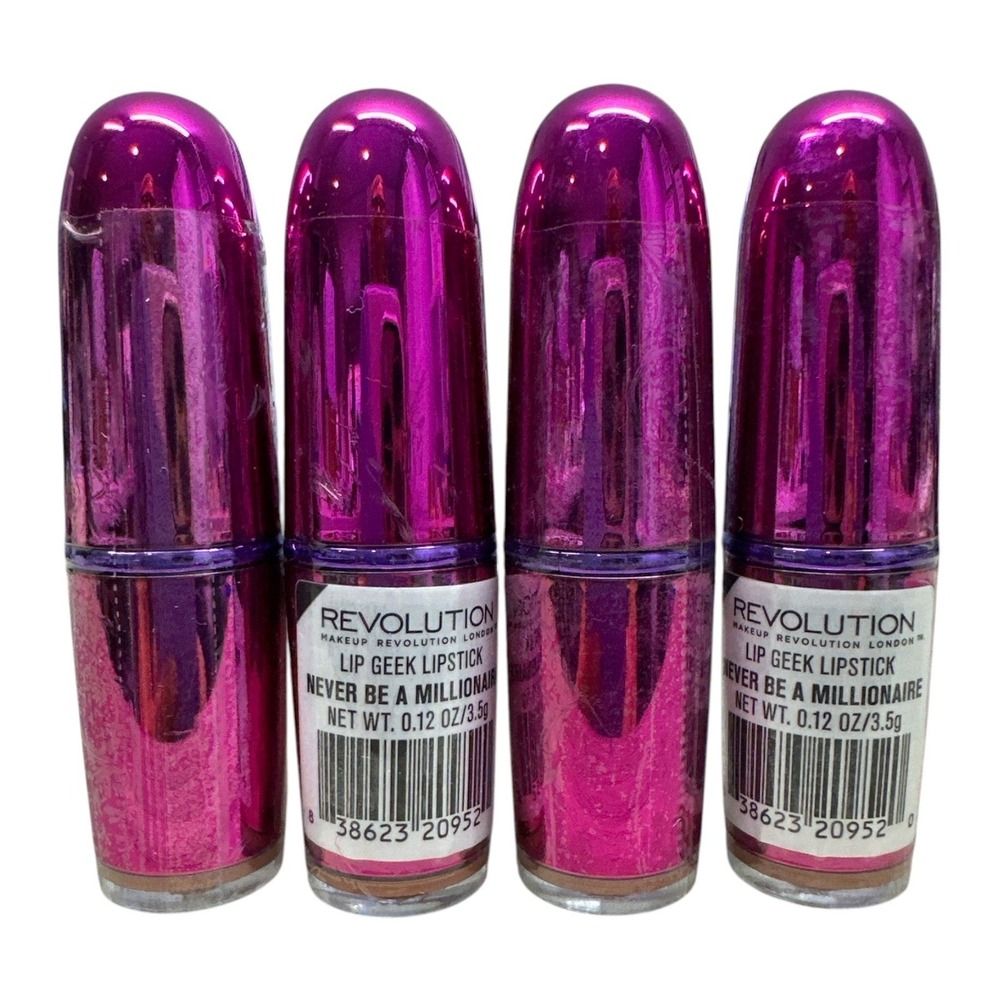 Makeup Revolution Lip Geek Lipstick Never Be A Millionaire Nude Set of 4 0.12oz